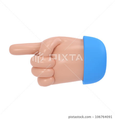 3d hand icon show push one finger forefinger counting illustration. Cartoon character. Business clip art isolated clipping path 106764091