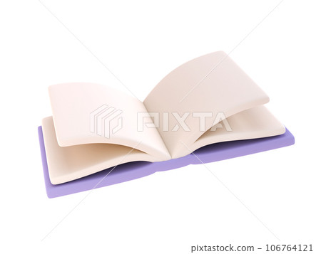 3d icon open book school, diary with white paper blank pages and bookmark. Cartoon minimal style isolated with clipping path 3d icon open book school, diary with white paper blank pages and bookmark. Cartoon minimal style isolated with clipping path 106764121