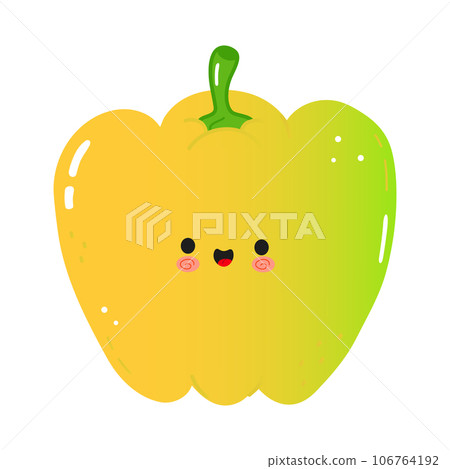 Colored bell pepper character. Vector hand drawn cartoon kawaii character illustration icon. Isolated on white background. Colored bell pepper character concept Colored bell pepper character. Vector hand drawn cartoon kawaii character illustration icon. Isolated on white background. Colored bell pepper character concept 106764192