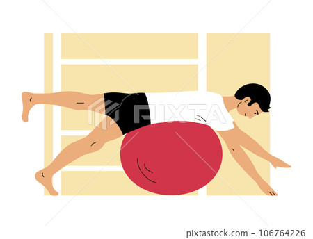 Man doing exercise on the ball Man doing exercise on the ball 106764226