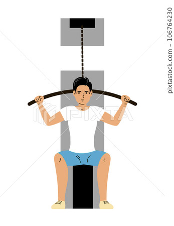 Young man doing exercises on a sports simulator 106764230