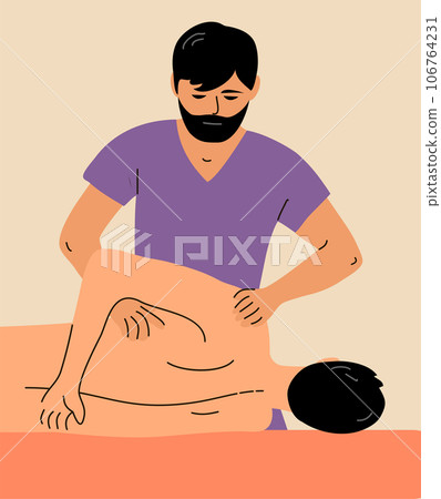 Doctor chiropractor doing massage to a patient Doctor chiropractor doing massage to a patient 106764231