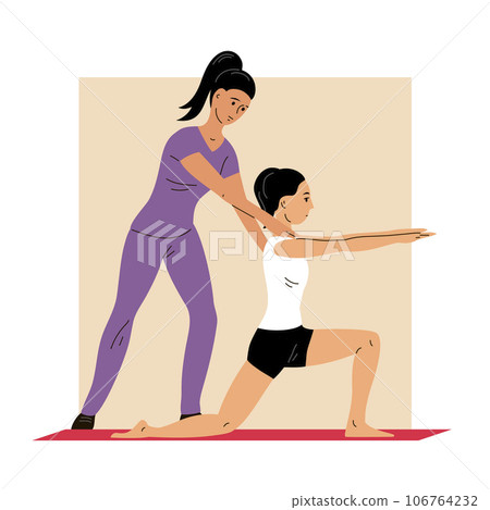 Girl patient doing exercises under the supervision of a woman doctor 106764232