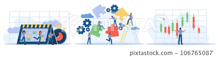 Time to business vector abstract management growth people with calendar and chronometer concept illustration. Schedule planning banner office deadline event. Efficiency work timer planner money 106765087