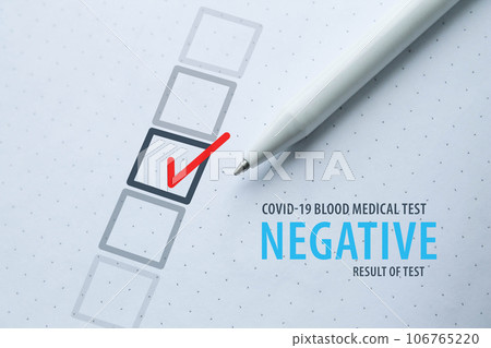 Medical blood test for covid-19, positive test result. Test mark. 106765220