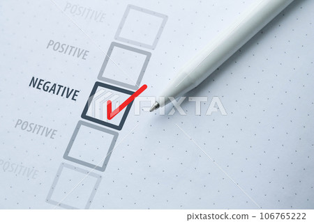Medical blood test for covid-19, positive test result. Test mark. 106765222
