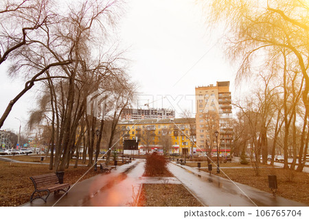 House under construction and construction crane. Old house and new house. Housewarming concept. 106765704