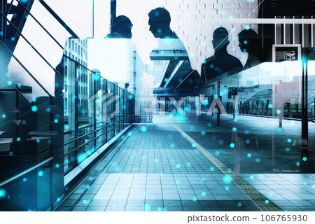 Silhouette of business people work together in office. Concept of teamwork and partnership 106765930