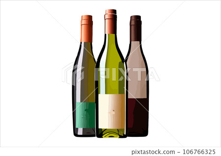 Vector wine watercolor bottle isolated on transparent background. Vector wine watercolor bottle isolated on transparent background. 106766325