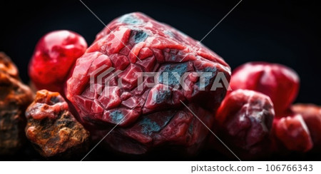 Photo of the mineral stone rhodolite close-up, macro. Generative AI 106766343