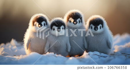 Cute and funny penguins winter, Animal world. Generative AI 106766358