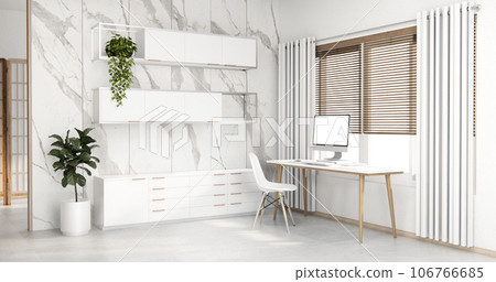 Computer and office tools on desk room interior design. 106766685