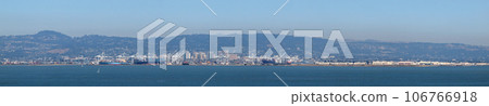 Panoramic of Alameda abandoned air force base and the port of Oakland Panoramic of Alameda abandoned air force base and the port of Oakland 106766918