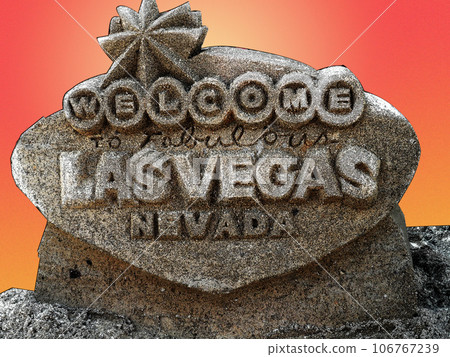 Welcome to Fabulous Las Vegas sign, made of Sand 106767239