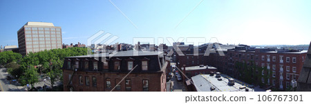 Panoramic View of Portland Maine old port area 106767301