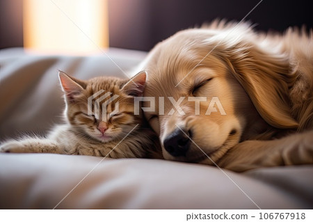 Cute kitten and puppy 106767918