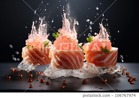 stack of sushi rolls 106767974