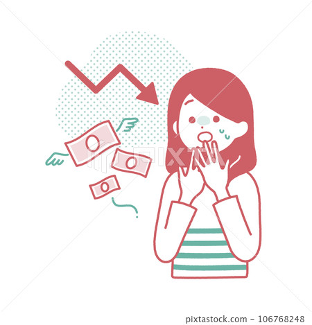 Vector color illustration material of a woman suffering from lack of money Vector color illustration material of a woman suffering from lack of money 106768248