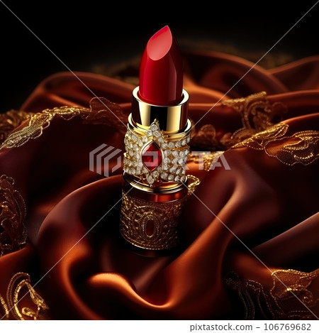 Luxurious red lipstick commercial, elegant elite makeup cosmetic presentation, premium brand beauty product Luxurious red lipstick commercial, elegant elite makeup cosmetic presentation, premium brand beauty product 106769682