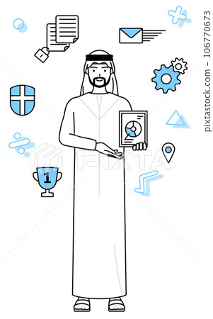 DX 的形象，一位利用數字技術改善業務的伊斯蘭人 106770673