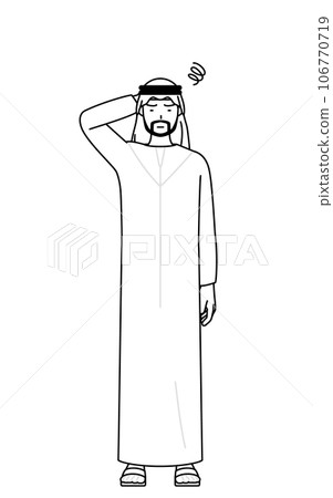 穆斯林男子在麻煩中撓頭 106770719