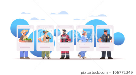 different occupation people diverse workers of various professions and specialists social media network service happy labor day celebration different occupation people diverse workers of various professions and specialists social media network service happy labor day celebration 106771349