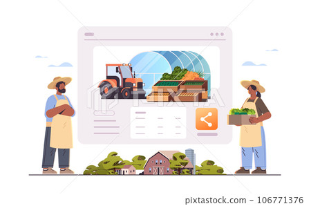 farmers holding basket full of fresh vegetables happy labor day celebration agricultural service concept 106771376