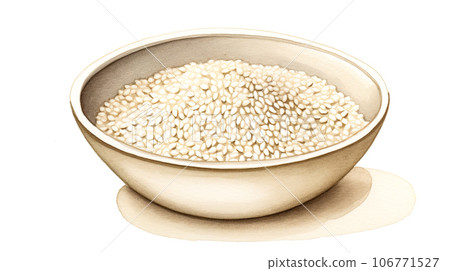 碗中白芝麻的水彩插圖“AI 生成圖像” 碗中白芝麻的水彩插圖“AI 生成圖像” 106771527