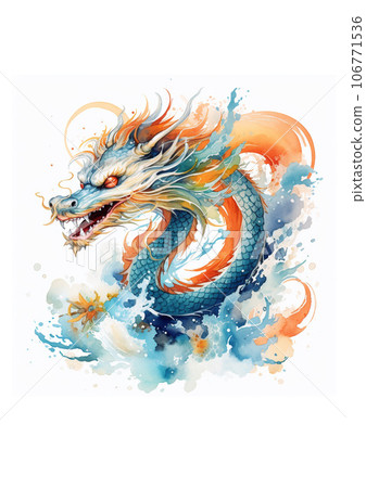 水彩風格的龍 106771536