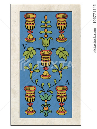 馬賽塔羅牌小阿卡納聖杯五 馬賽塔羅牌小阿卡納聖杯五 106771545