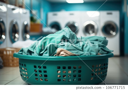Row of washing machine of laundry business in the public store. Generative AI 106771715