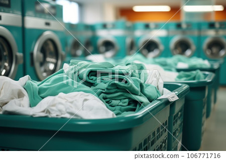 Row of washing machine of laundry business in the public store. Generative AI 106771716