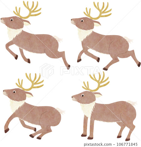 Easy and cute illustration set of running reindeer Christmas image Easy and cute illustration set of running reindeer Christmas image 106771845