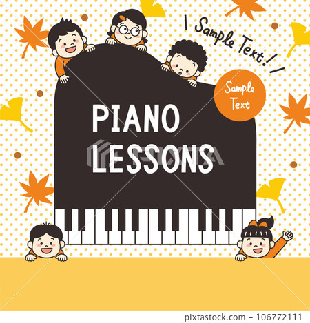 鋼琴教室兒童插畫橫幅廣場秋 106772111