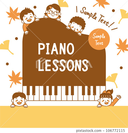鋼琴教室兒童插畫橫幅廣場秋 鋼琴教室兒童插畫橫幅廣場秋 106772115