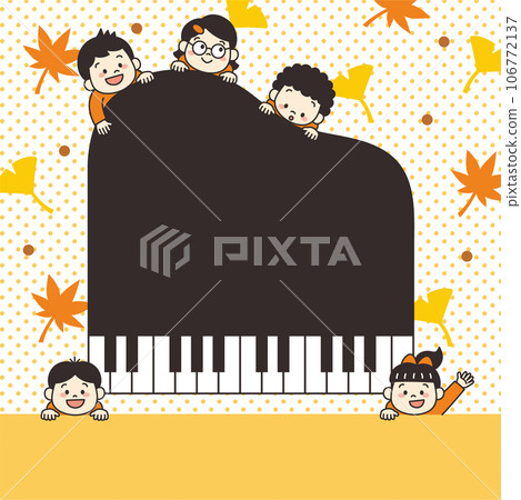 Piano classroom child illustration banner background square autumn Piano classroom child illustration banner background square autumn 106772137