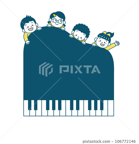 Illustration of children having fun with a piano Simple 106772146
