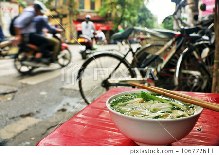 Pho on a street corner in Hanoi, Vietnam Pho on a street corner in Hanoi, Vietnam 106772611