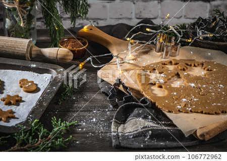 Raw dough for christmas cookies 106772962