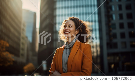 Caucasian businesswoman in her 30s to 40s walking in the city Caucasian businesswoman in her 30s to 40s walking in the city 106772963