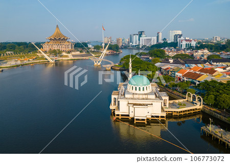 scenery of the waterfront of Sarawak river in Kuching, Sarawak, east Malaysia 106773072