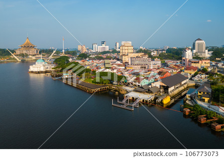 scenery of the waterfront of Sarawak river in Kuching, Sarawak, east Malaysia 106773073