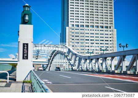 The view of Tokyo Sky Tree and the beautiful Shirahige Bridge from Sumida River Terrace The view of Tokyo Sky Tree and the beautiful Shirahige Bridge from Sumida River Terrace 106773087