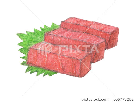 Tuna sashimi watercolor pencil illustration 106773292