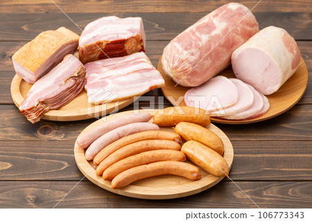 Processed meat collection (ham, bacon, sausage) 106773343