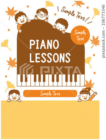 Piano classroom children illustration flyer autumn 106773346