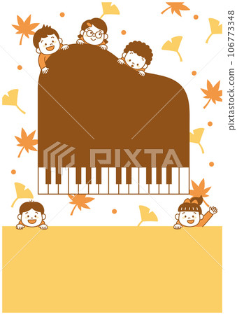 Piano classroom children illustration leaflet background material fallen leaves 106773348
