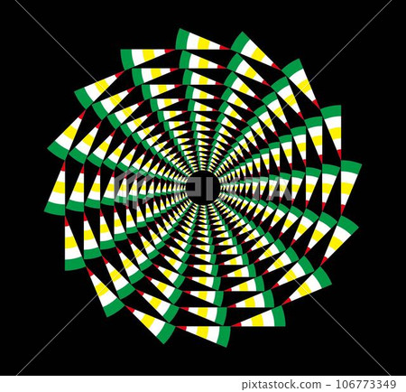 An art in which a circle is divided into parts and swirled in the shape of a blowgun. 106773349