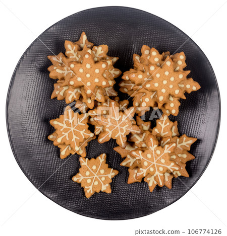 Plate with tasty Christmas cookies Plate with tasty Christmas cookies 106774126