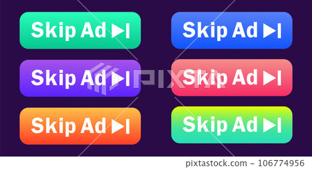 Skip Ad button. Video block icon for advertising. App template for interface. Vector Skip Ad button. Video block icon for advertising. App template for interface. Vector 106774956